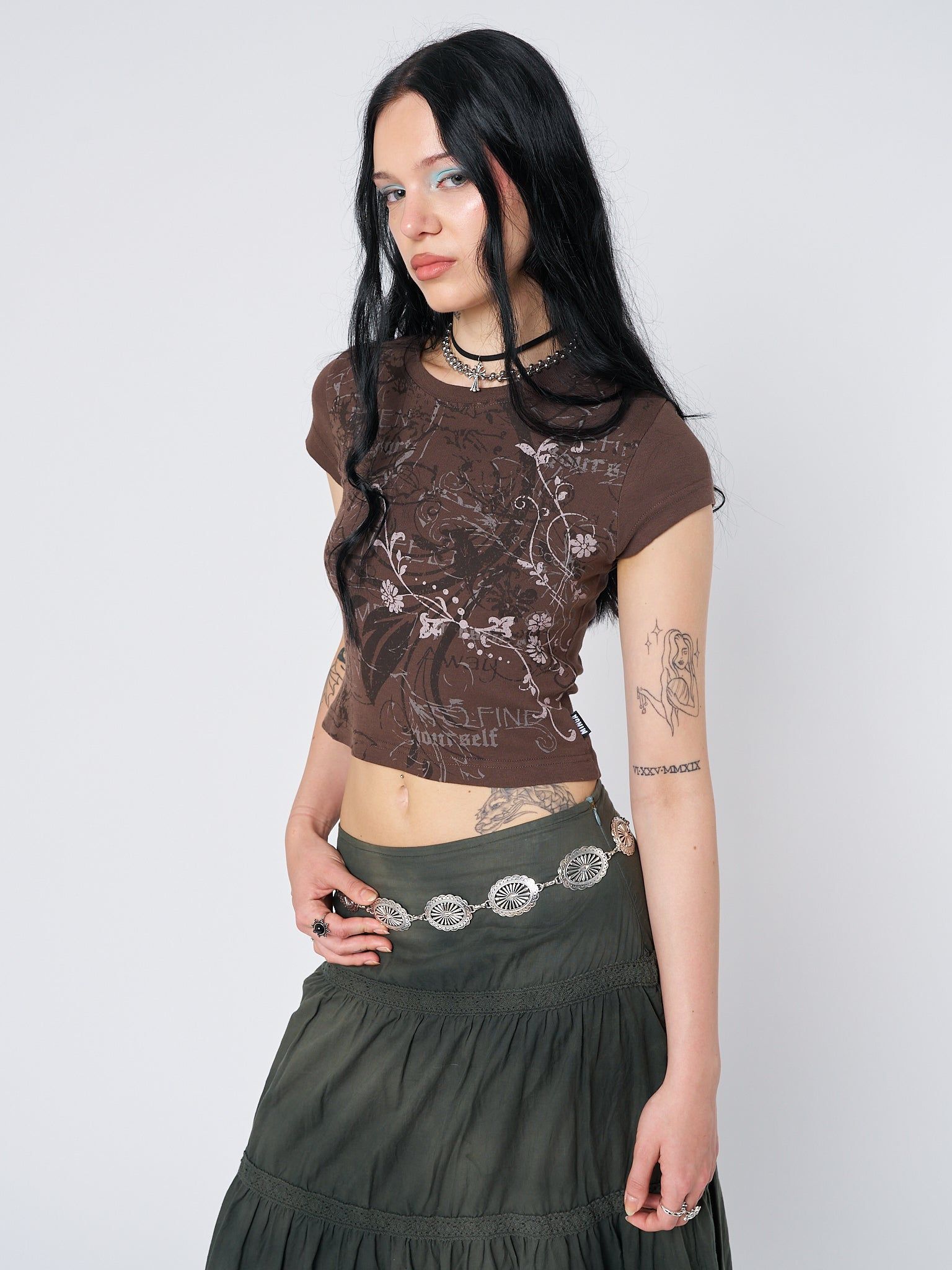 Find Yourself Brown Graphic Baby Tee sold by Minga London product image thumbnail 3