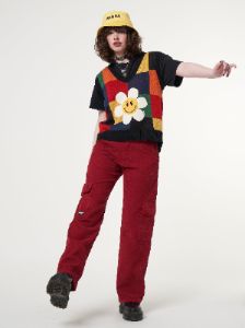 Minga x Strangervinyl Happy Flower Rainbow Check Vest sold by Minga London