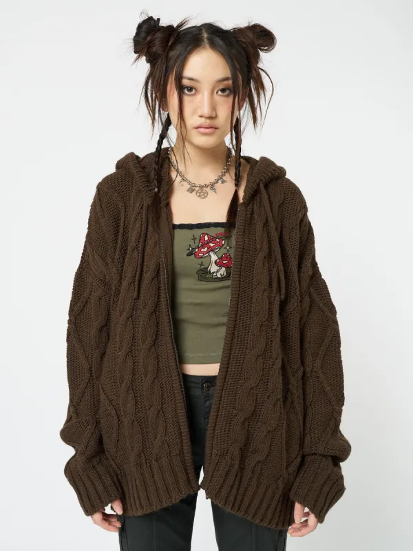 Eli Brown Zip Up Cable Knit Cardigan sold by Minga London