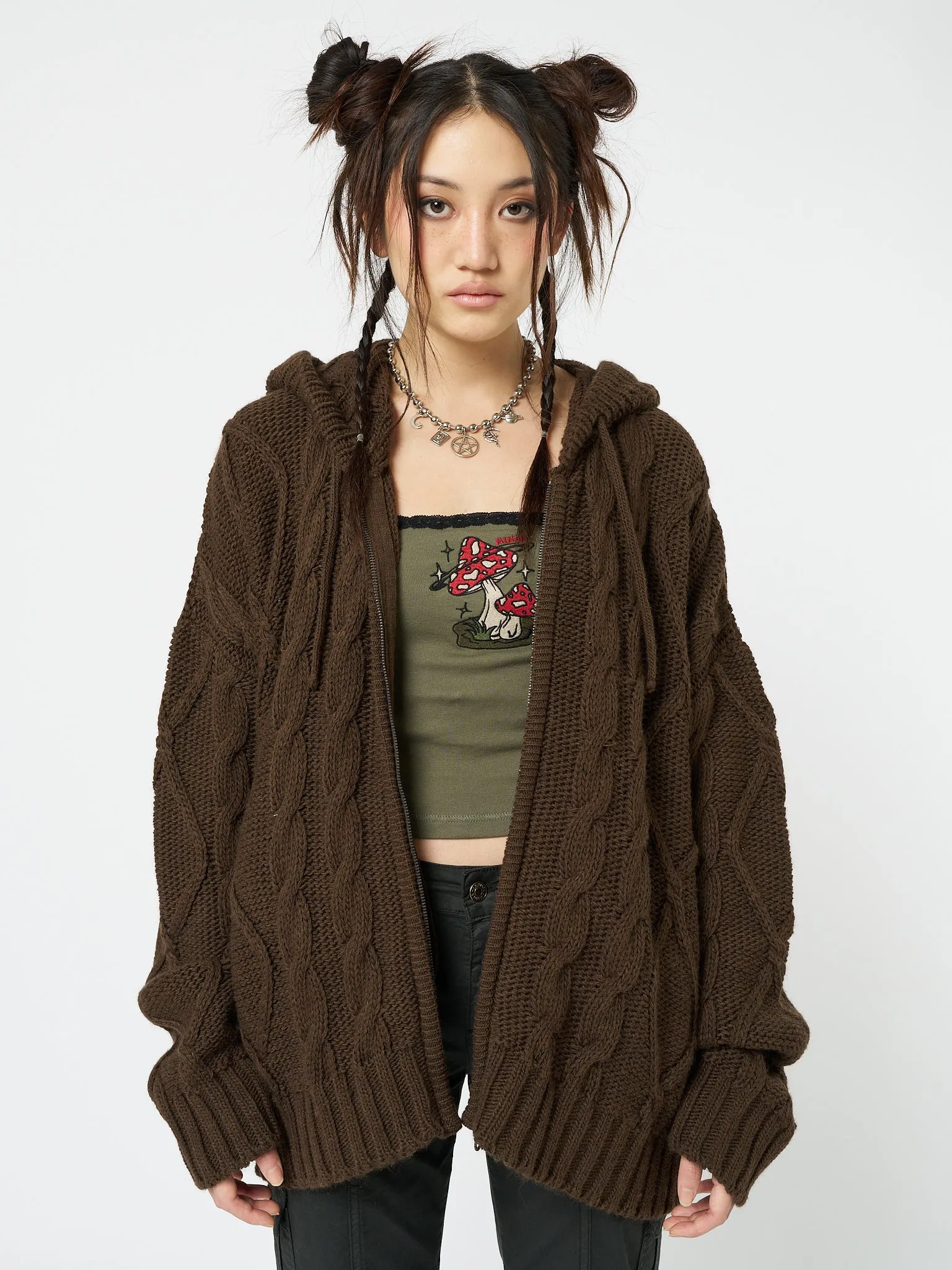 Eli Brown Zip Up Cable Knit Cardigan | Parallel