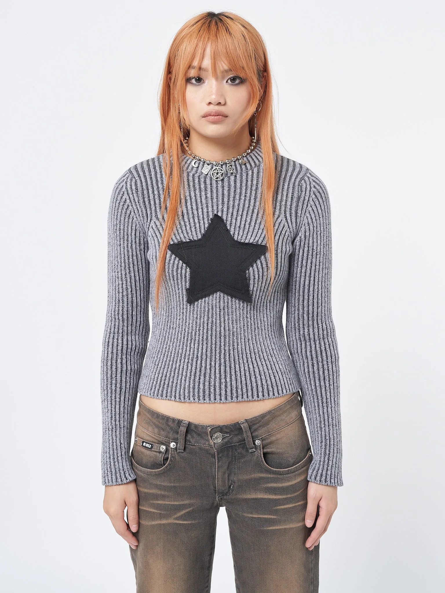 Star! Black Grey Chunky Knit Jumper sold by Minga London product image thumbnail 2