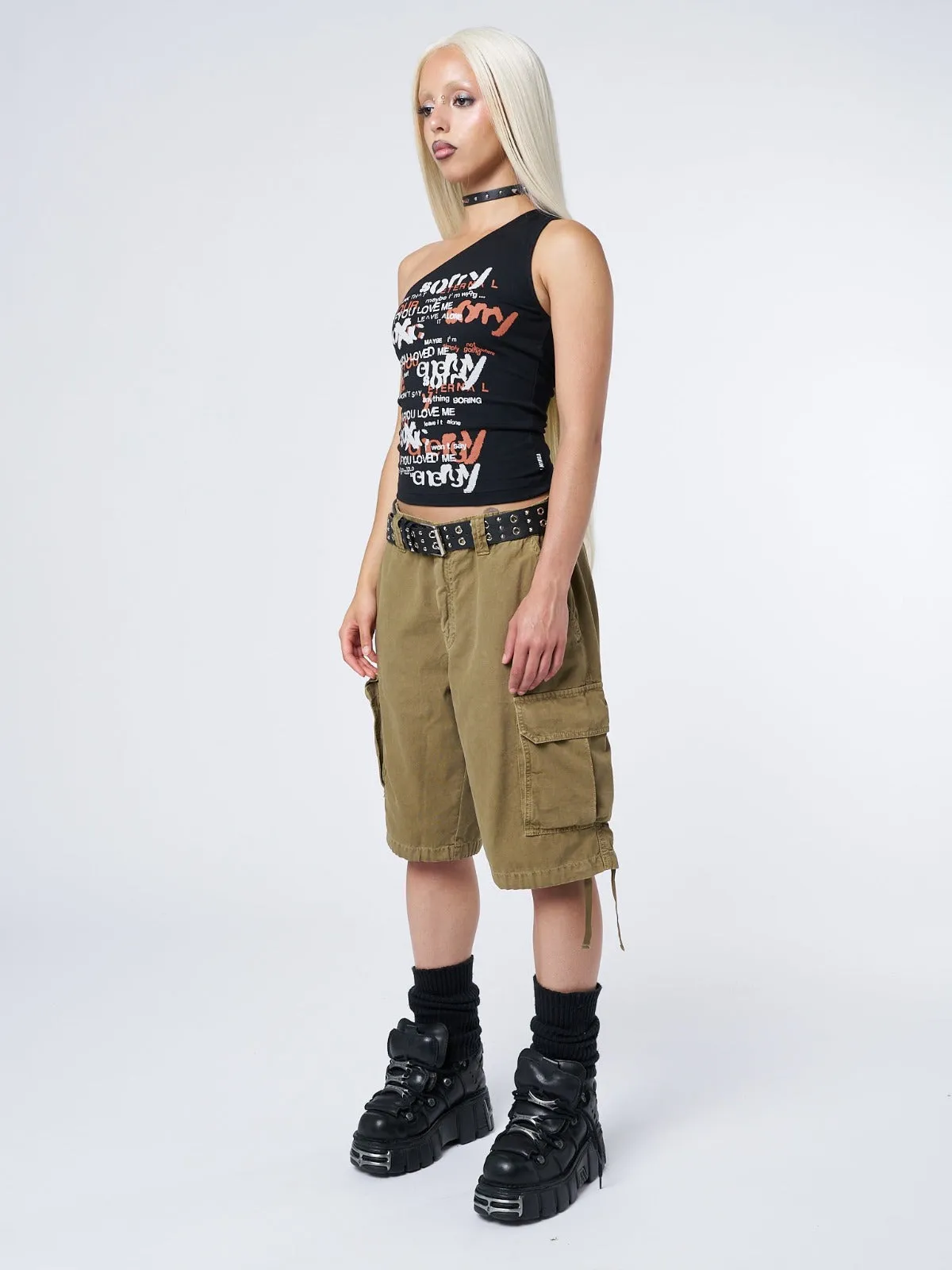 Issa Beige Long Cargo Shorts | Parallel