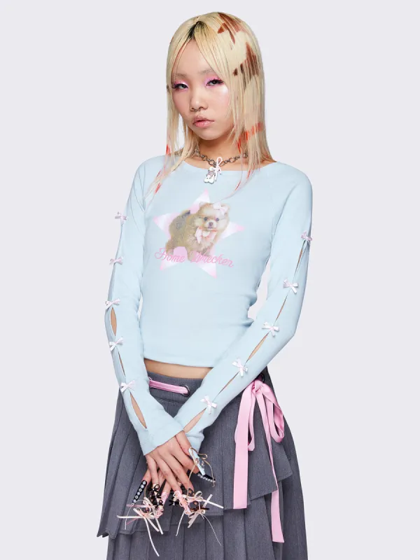 Home Wrecker Cut Out Bows Sleeves Top sold by Minga London