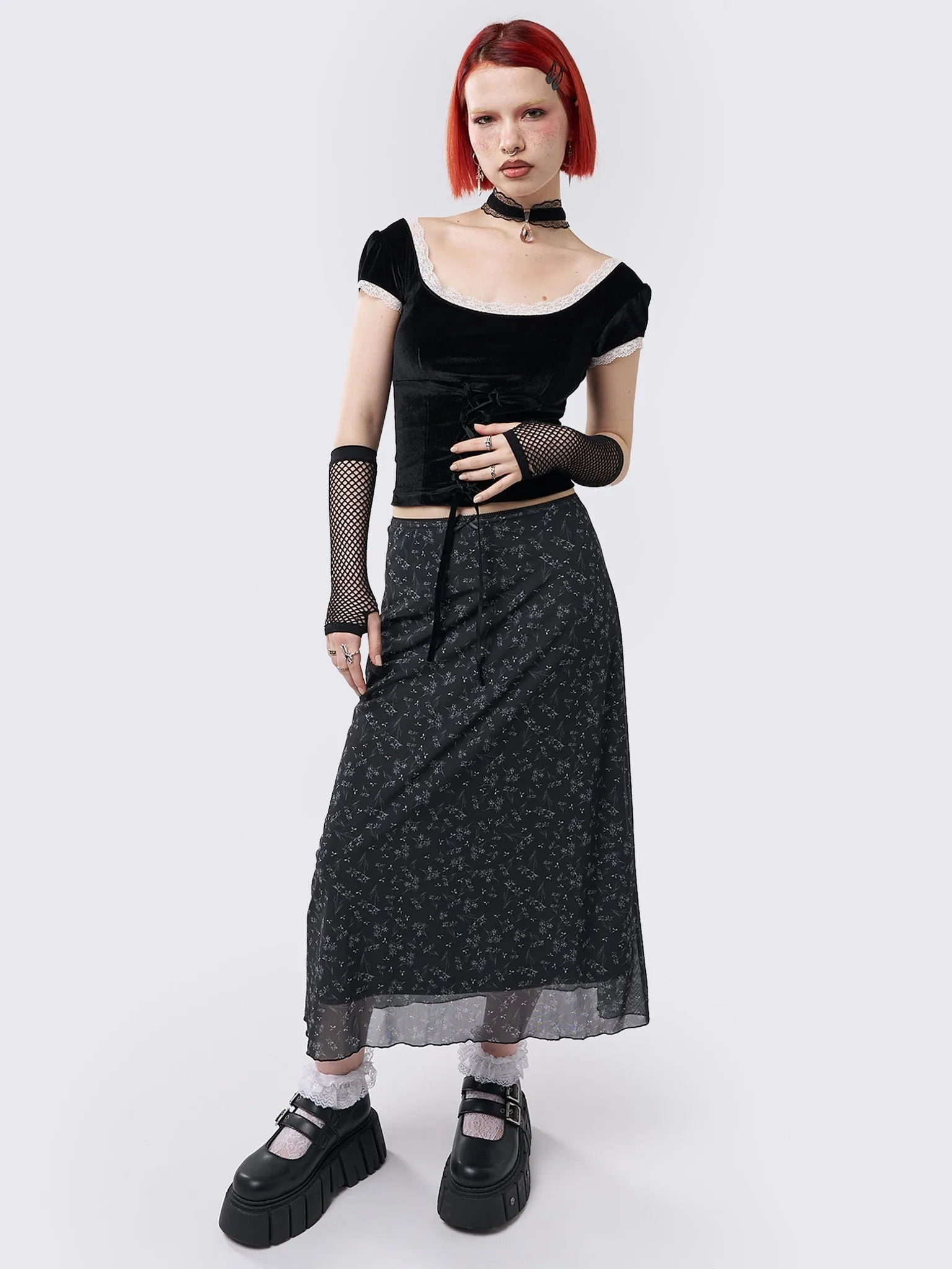 Lila Floral Print Midi Skirt sold by Minga London product image thumbnail 4