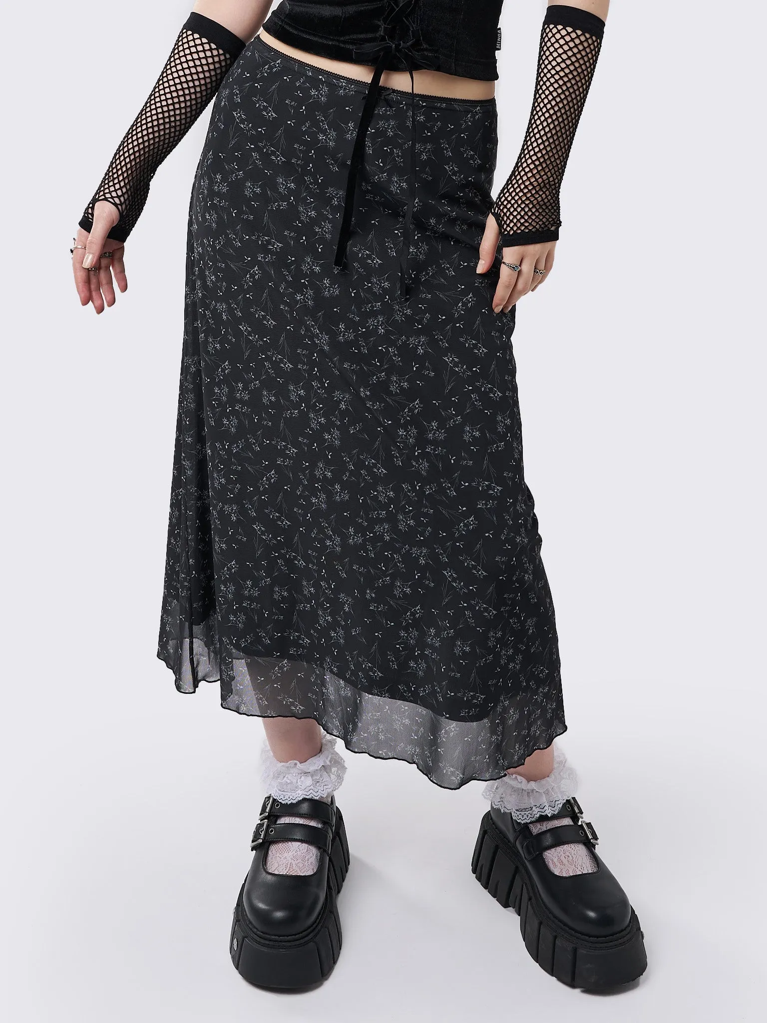 Lila Floral Print Midi Skirt sold by Minga London product image thumbnail 3