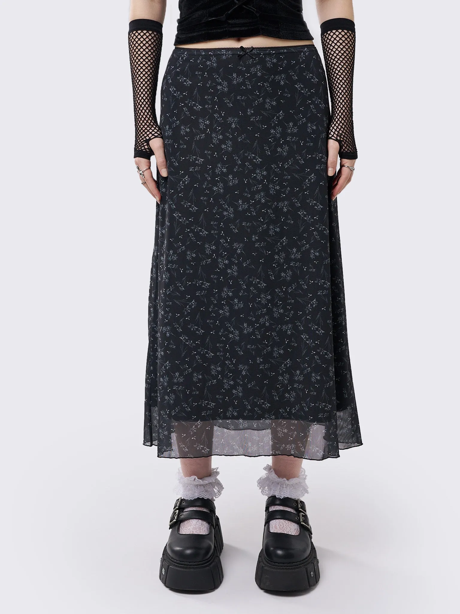 Lila Floral Print Midi Skirt sold by Minga London