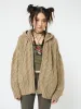 Eli Beige Zip Up Cable Knit Cardigan sold by Minga London