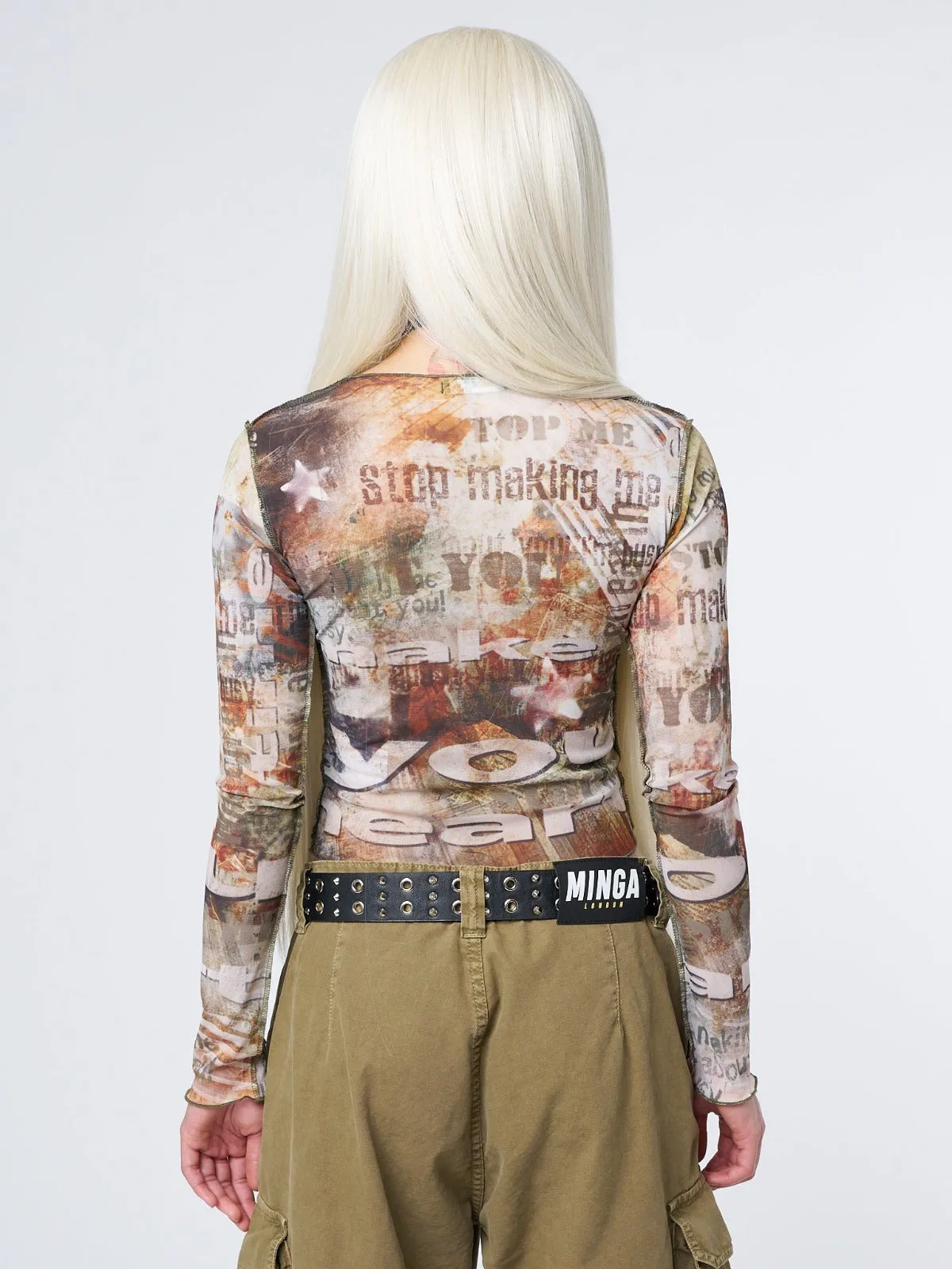 Eliza Graphic Mesh Top sold by Minga London product image thumbnail 5