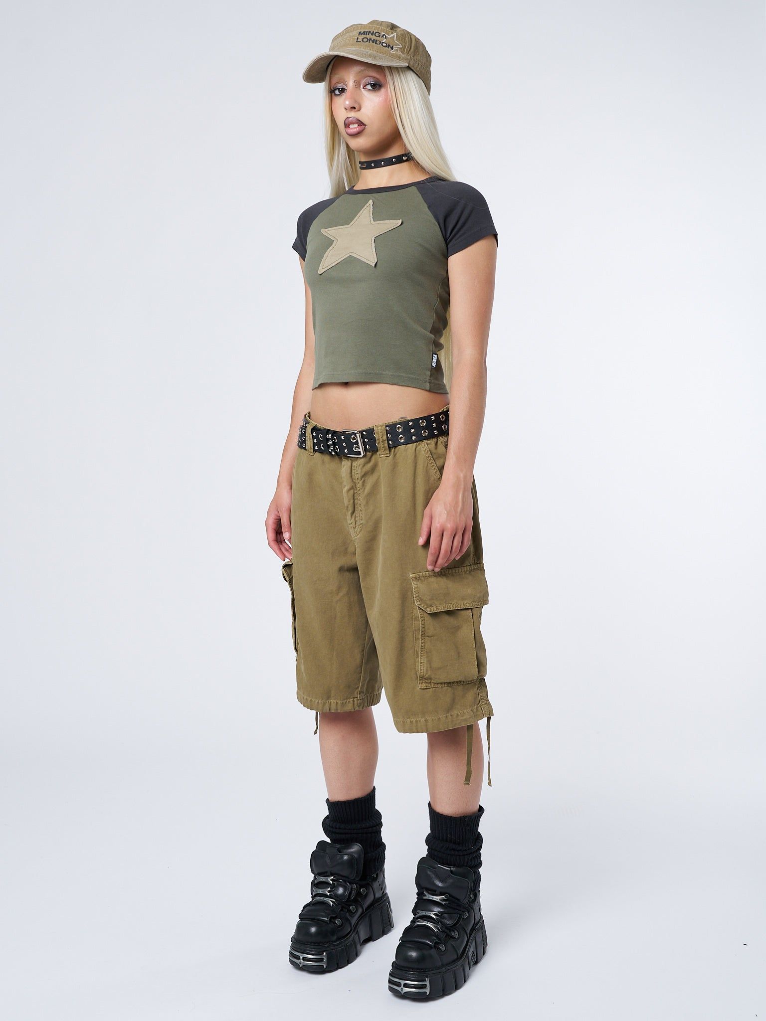 Starlight Khaki Raglan Baby Tee sold by Minga London product image thumbnail 4