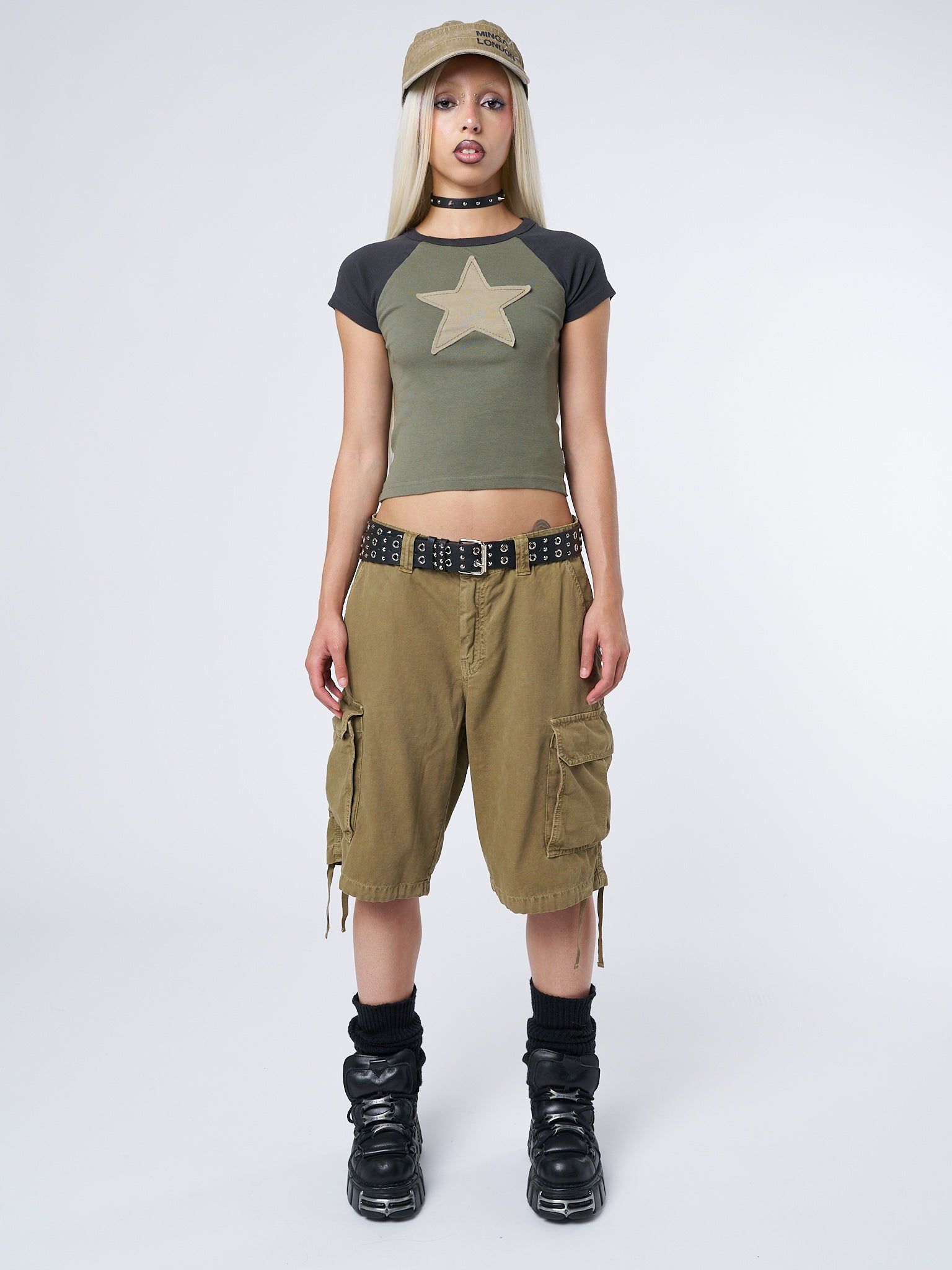 Starlight Khaki Raglan Baby Tee sold by Minga London product image thumbnail 2