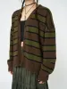 Neesa Brown & Green Stripe Knit Cardigan sold by Minga London