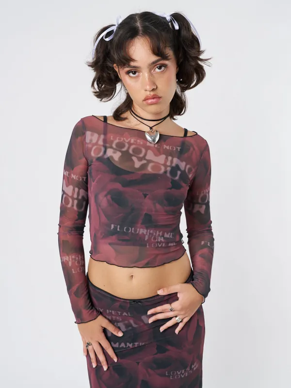 Hopeless Romantic Rose Mesh Top sold by Minga London