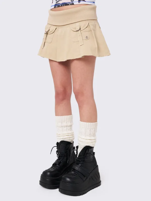 Ella Twill Pleated Mini Skirt sold by Minga London