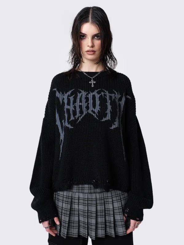 Chaotic Distressed Knit Jumper sold by Minga London