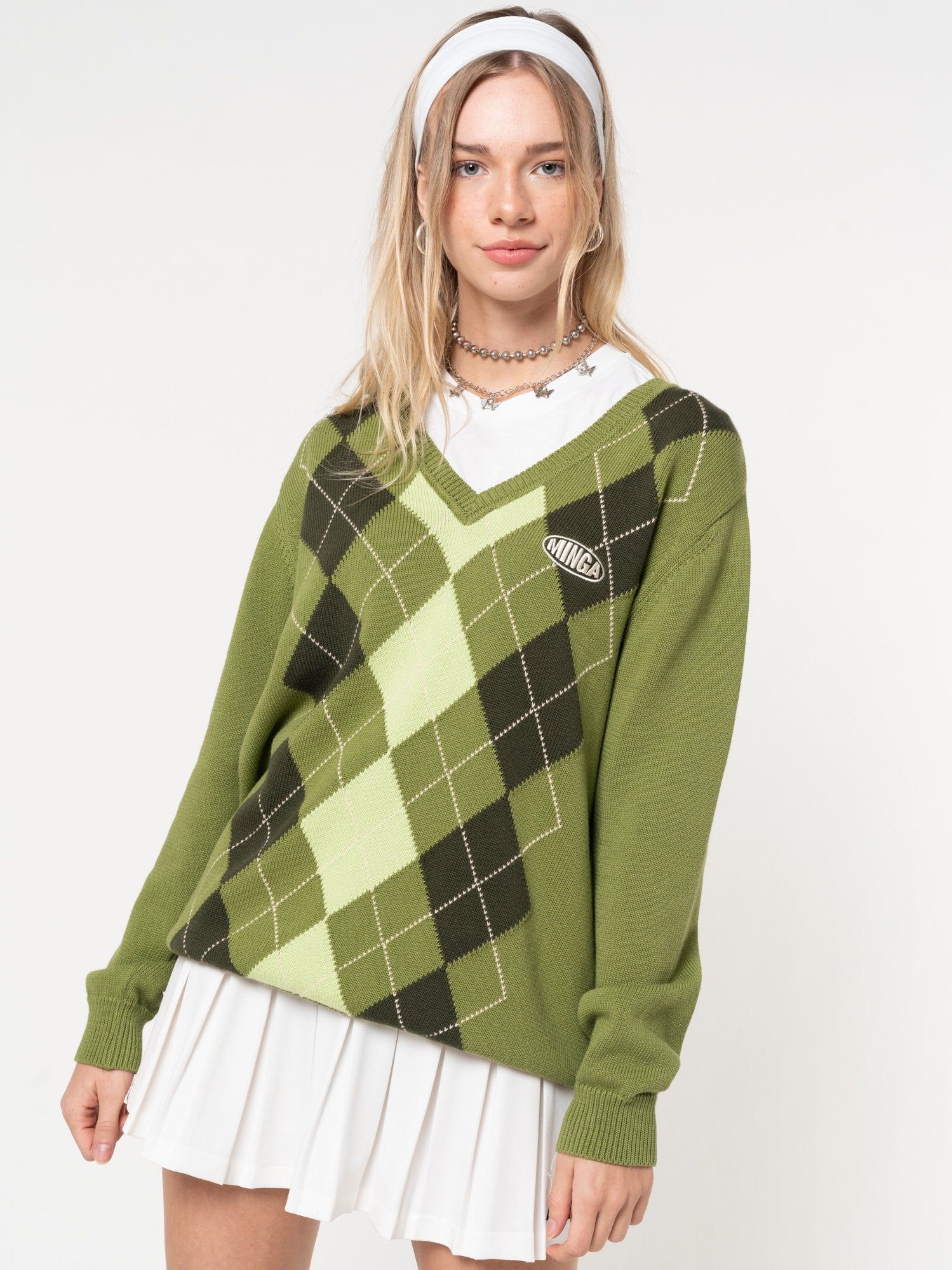Green Shades Argyle Knitted Jumper sold by Minga London product image thumbnail 3