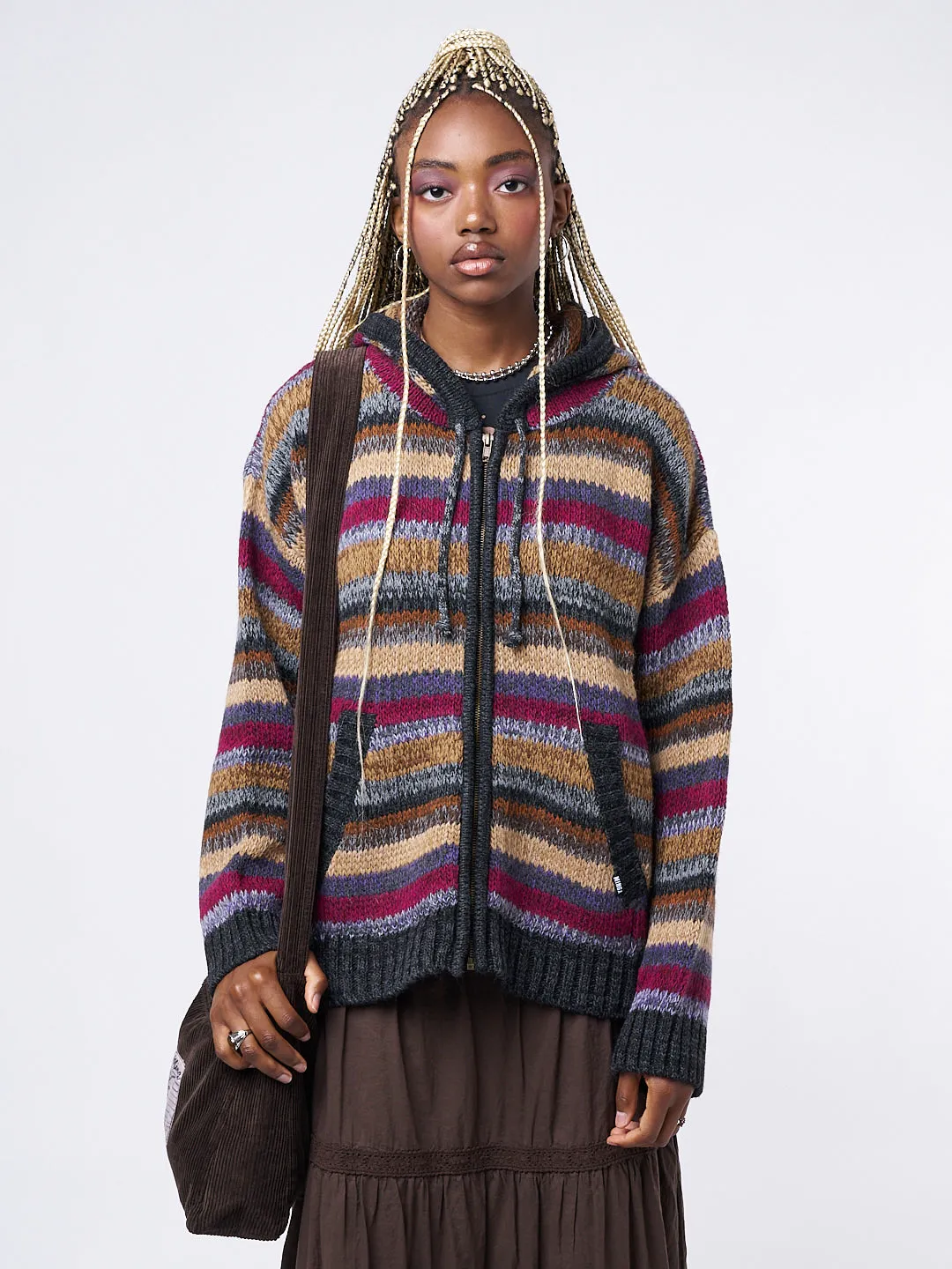 Lily Oversized Knitted Zip-Up Hoodie sold by Minga London product image thumbnail 5