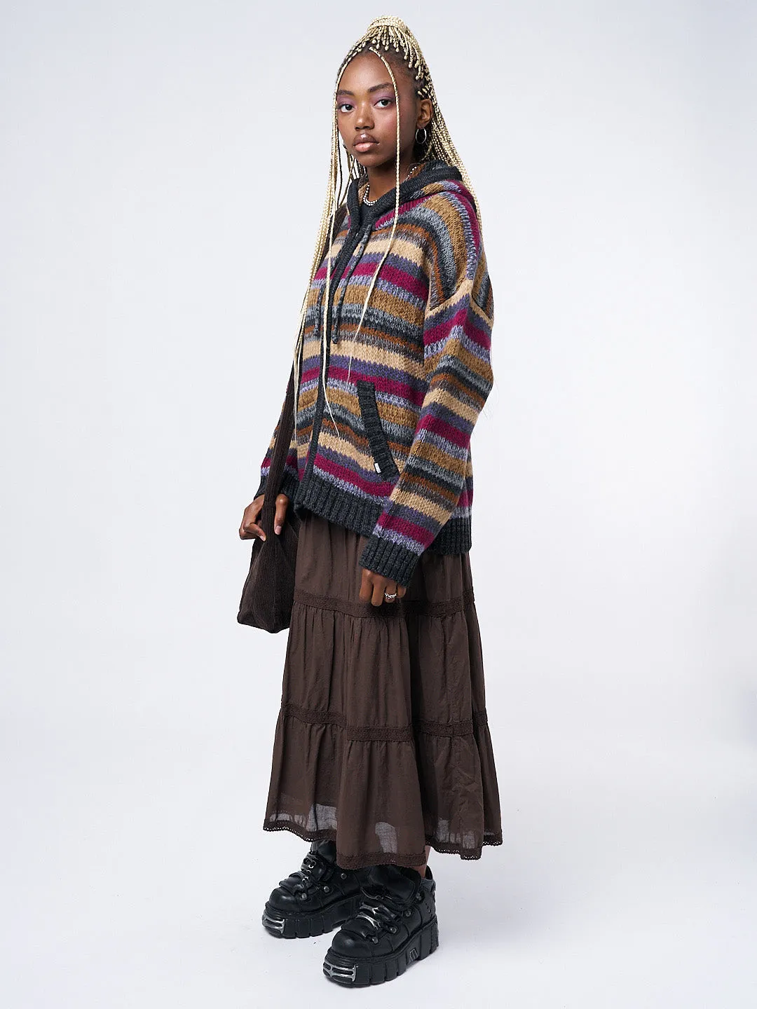 Lily Oversized Knitted Zip-Up Hoodie sold by Minga London product image thumbnail 2