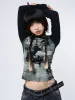 Abstrakt Black Green Graphic Top sold by Minga London