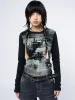 Abstrakt Black Green Graphic Top sold by Minga London