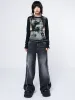 Abstrakt Black Green Graphic Top sold by Minga London