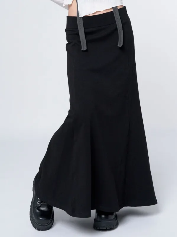 Aria Black Lined Maxi Skirt sold by Minga London
