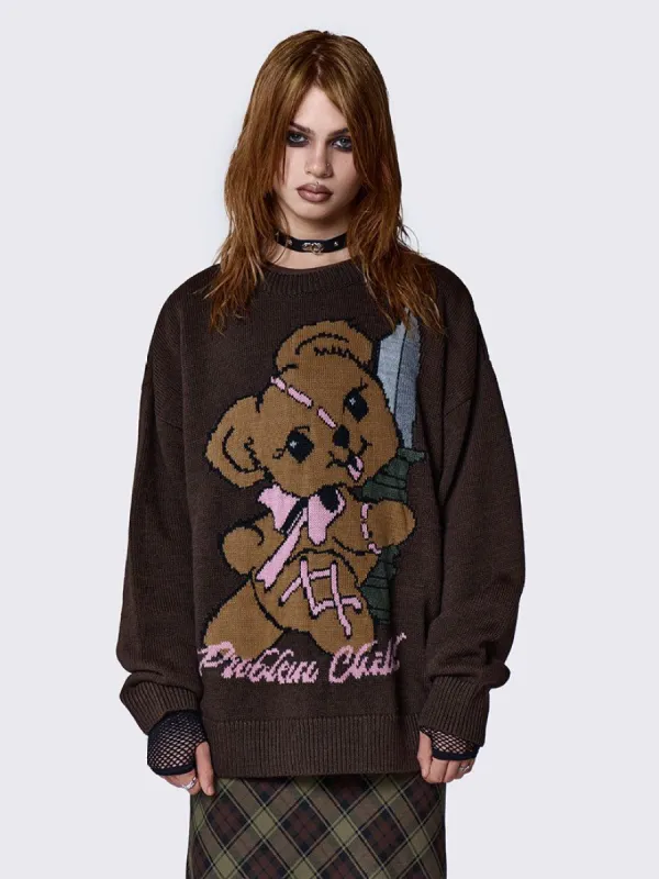 Problem Child Graphic Knit Sweater made by Minga London