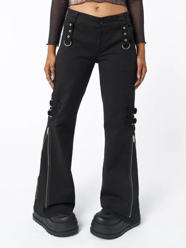 Black Rave Zip Pants sold by Minga London