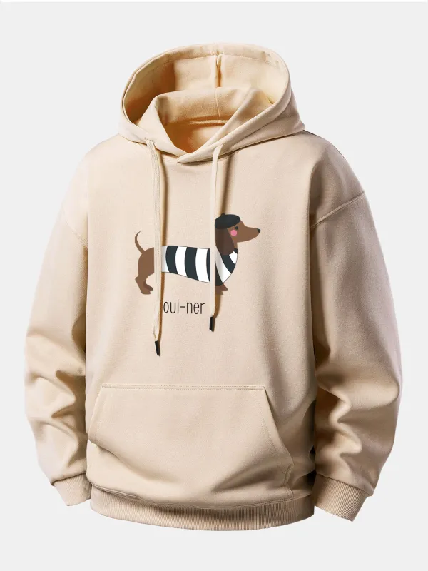 French Dachshund Print Relax Fit Hoodie made by Hoooyi