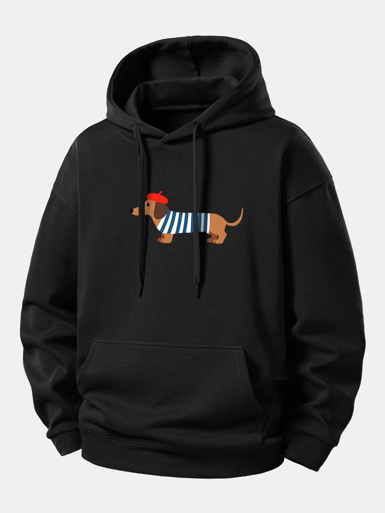 French Dachshund Print Relax Fit Hoodie sold by Hoooyi product image thumbnail 2