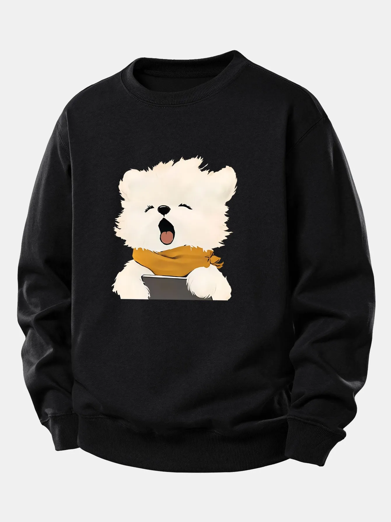 Yawning Puppy Print Relax Fit Sweatshirt sold by Hoooyi product image thumbnail 2