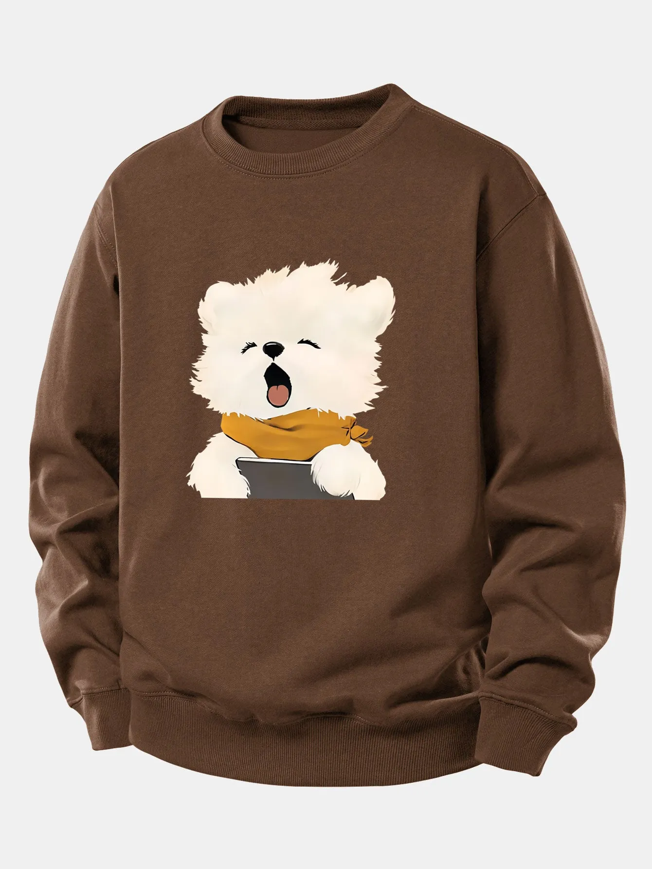 Yawning Puppy Print Relax Fit Sweatshirt sold by Hoooyi product image thumbnail 5
