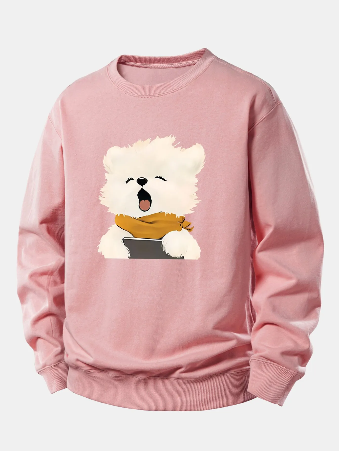 Yawning Puppy Print Relax Fit Sweatshirt sold by Hoooyi product image thumbnail 3