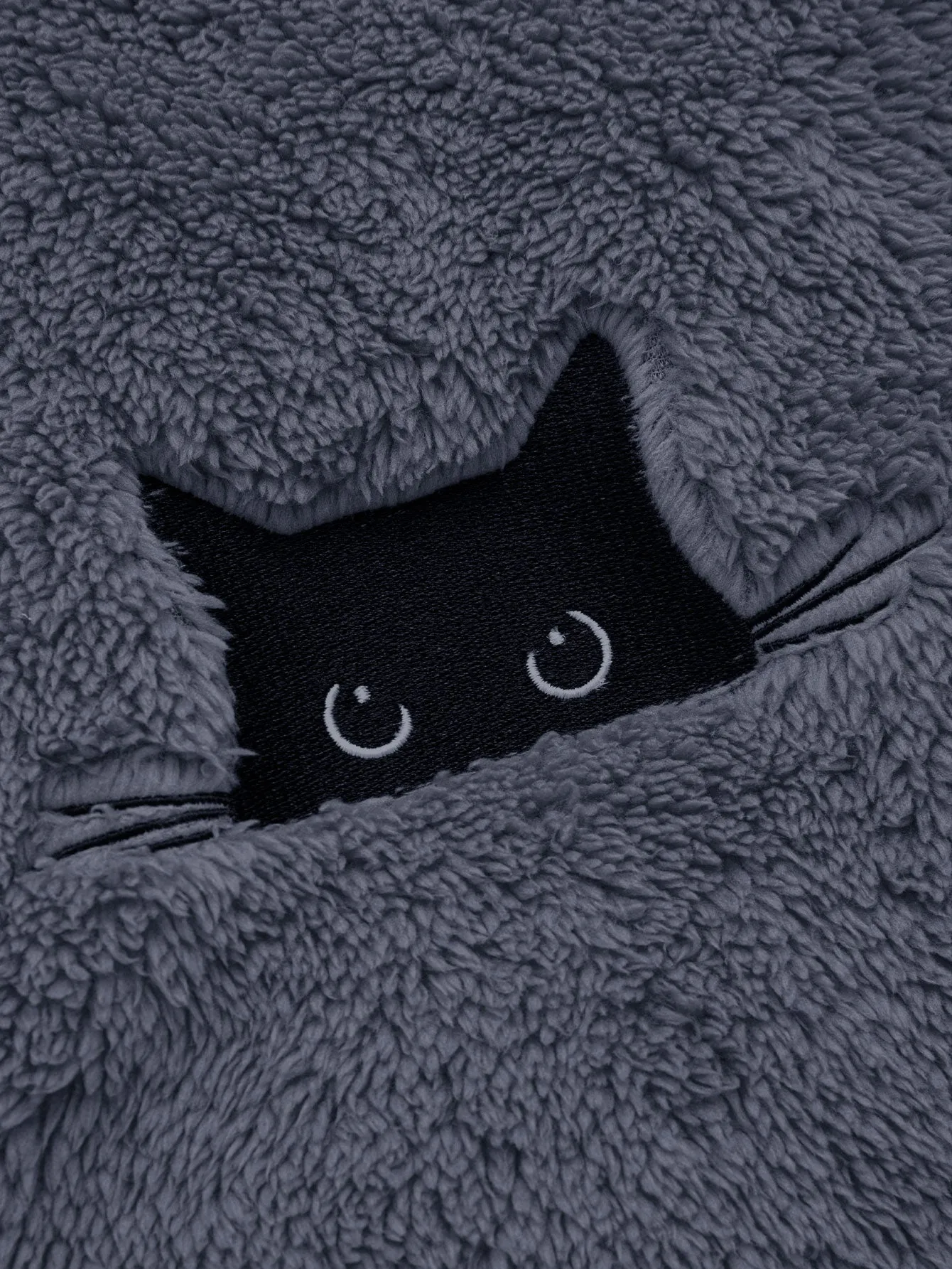 Black Cat Embroidered Teddy Zip Up Hoodie sold by Hoooyi product image thumbnail 5