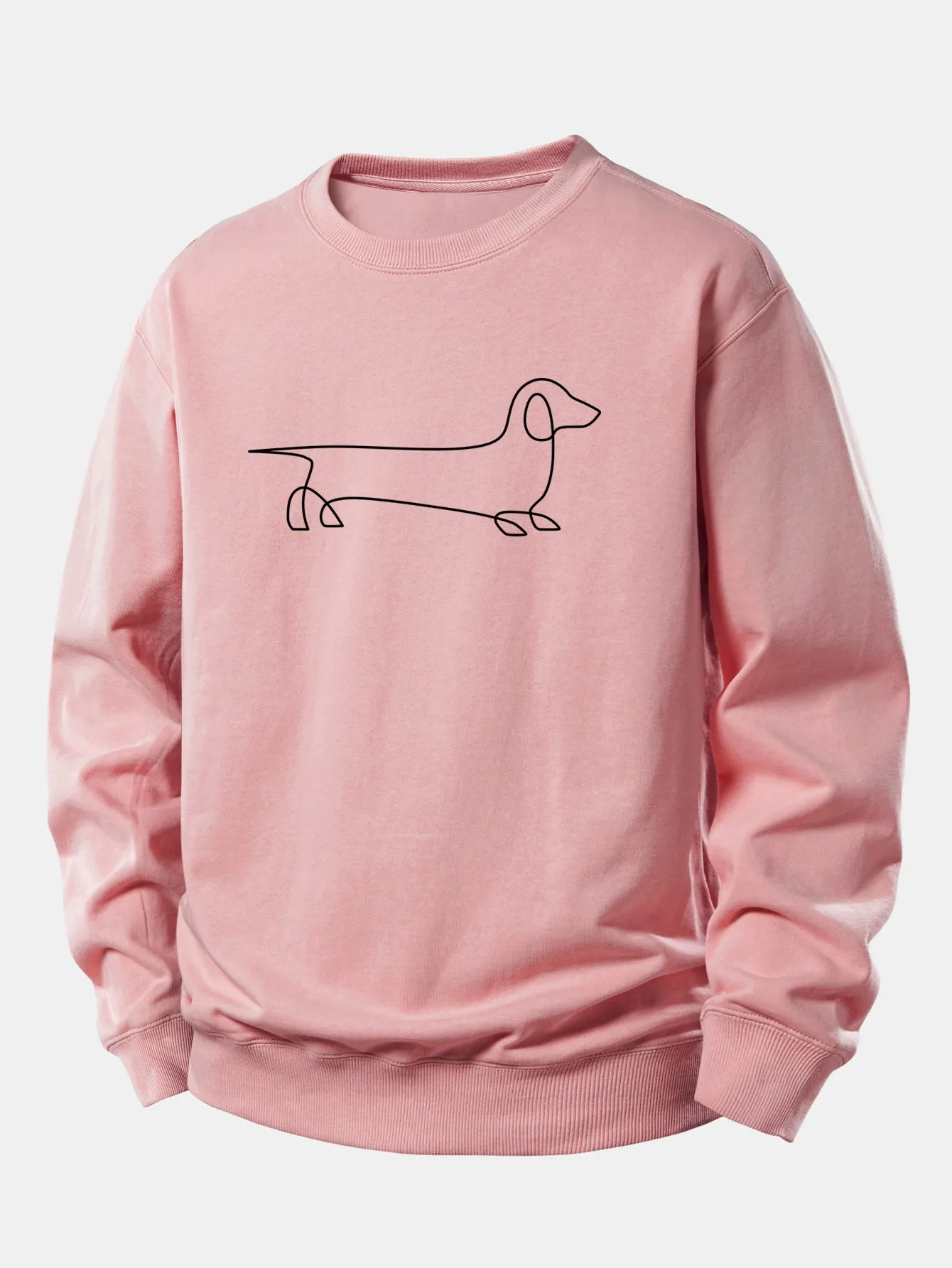 Line Dachshund Print Relax Fit Sweatshirt sold by Hoooyi product image thumbnail 2