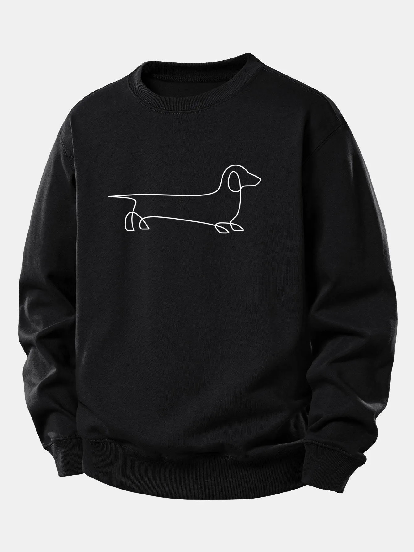 Line Dachshund Print Relax Fit Sweatshirt sold by Hoooyi