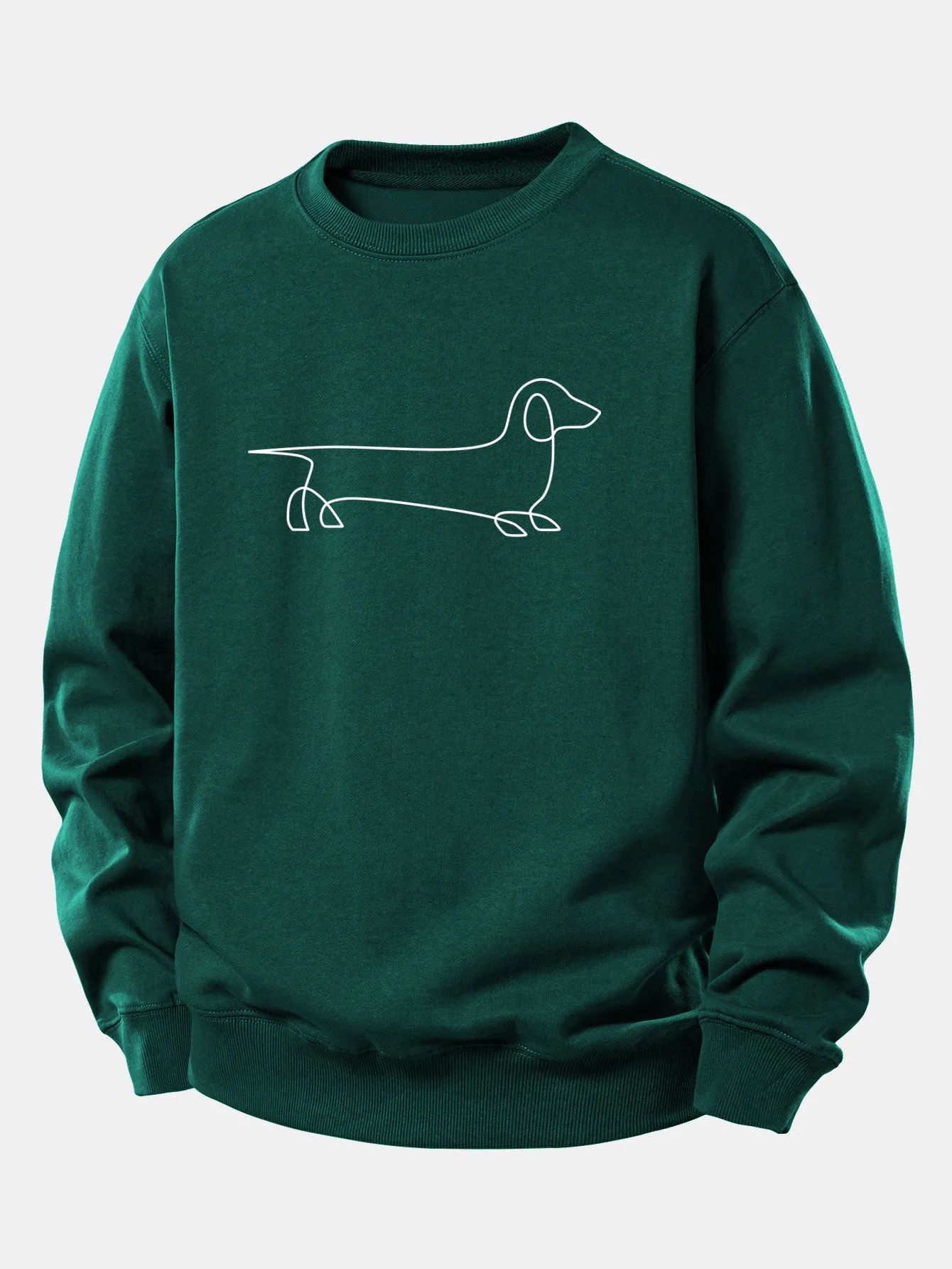 Line Dachshund Print Relax Fit Sweatshirt sold by Hoooyi product image thumbnail 5