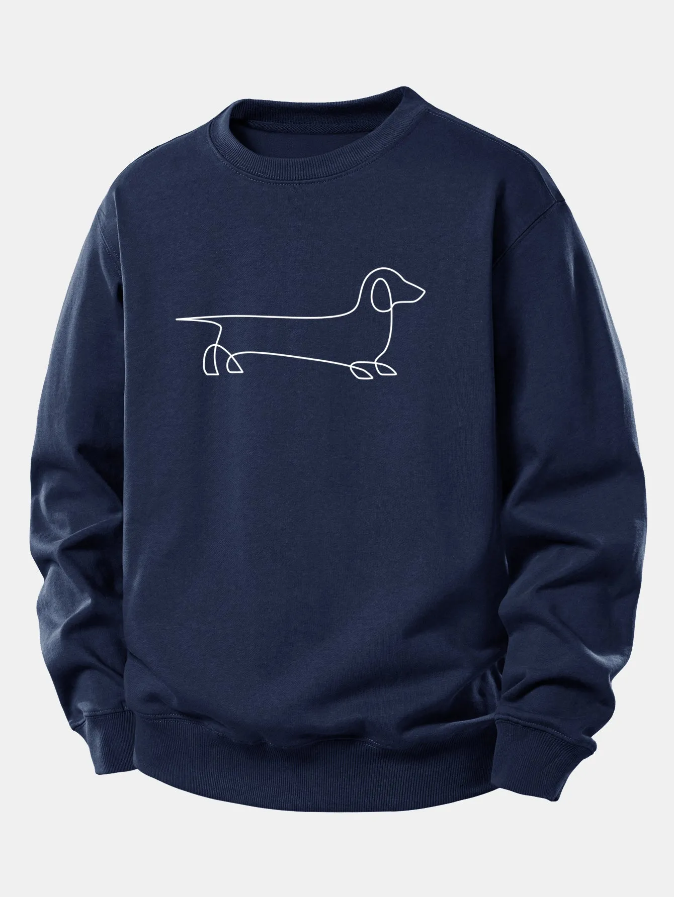 Line Dachshund Print Relax Fit Sweatshirt sold by Hoooyi product image thumbnail 3