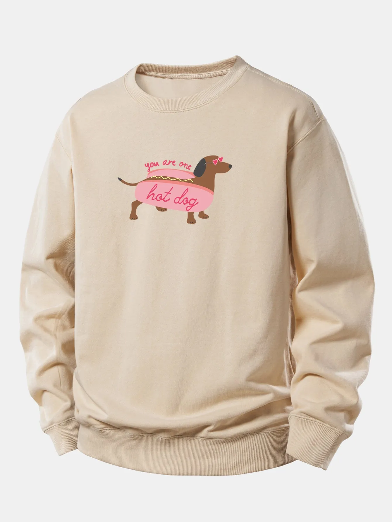 Hot Dog Dachshund Print Relax Fit Sweatshirt sold by Hoooyi product image thumbnail 4