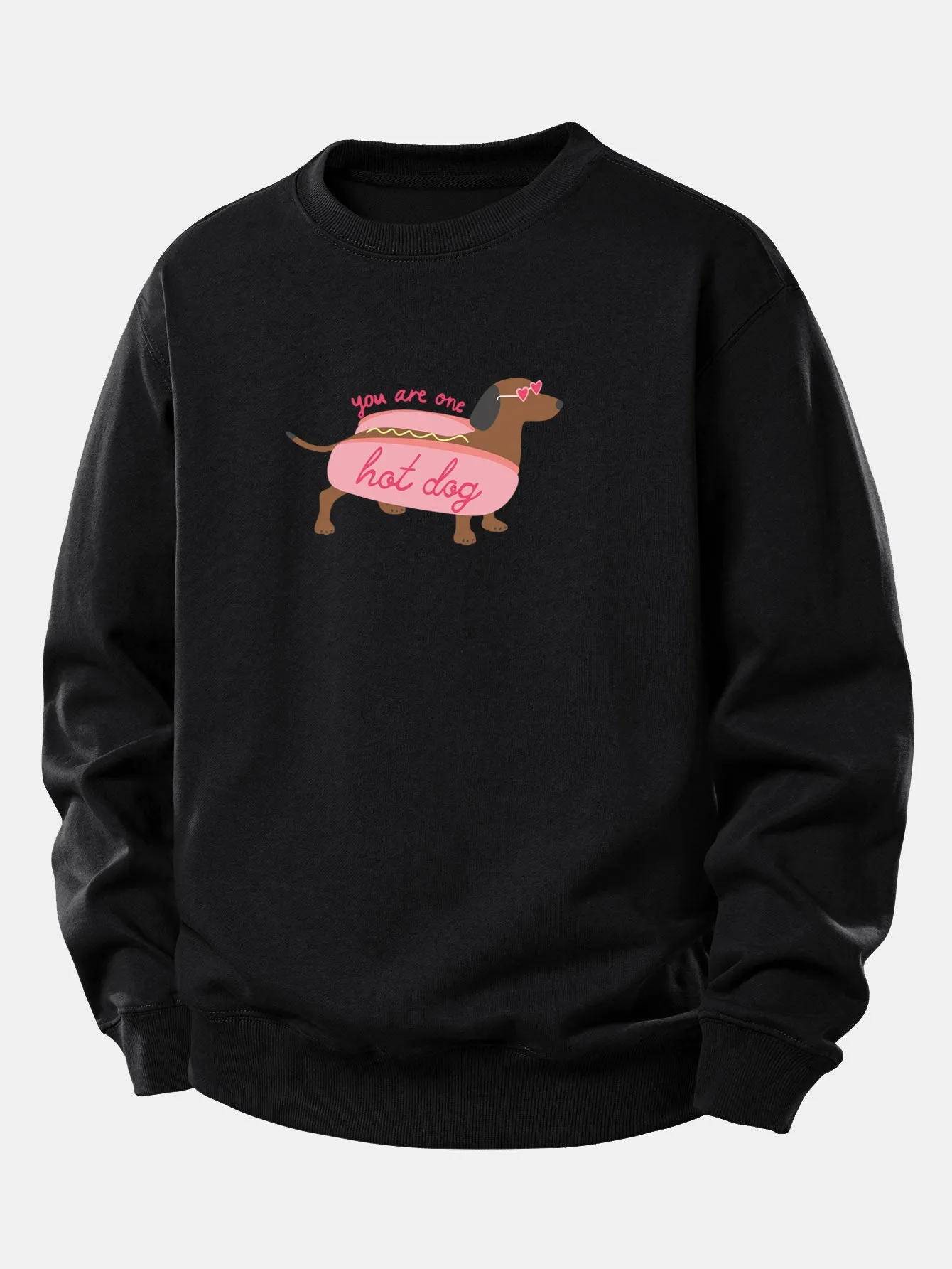 Hot Dog Dachshund Print Relax Fit Sweatshirt sold by Hoooyi product image thumbnail 2