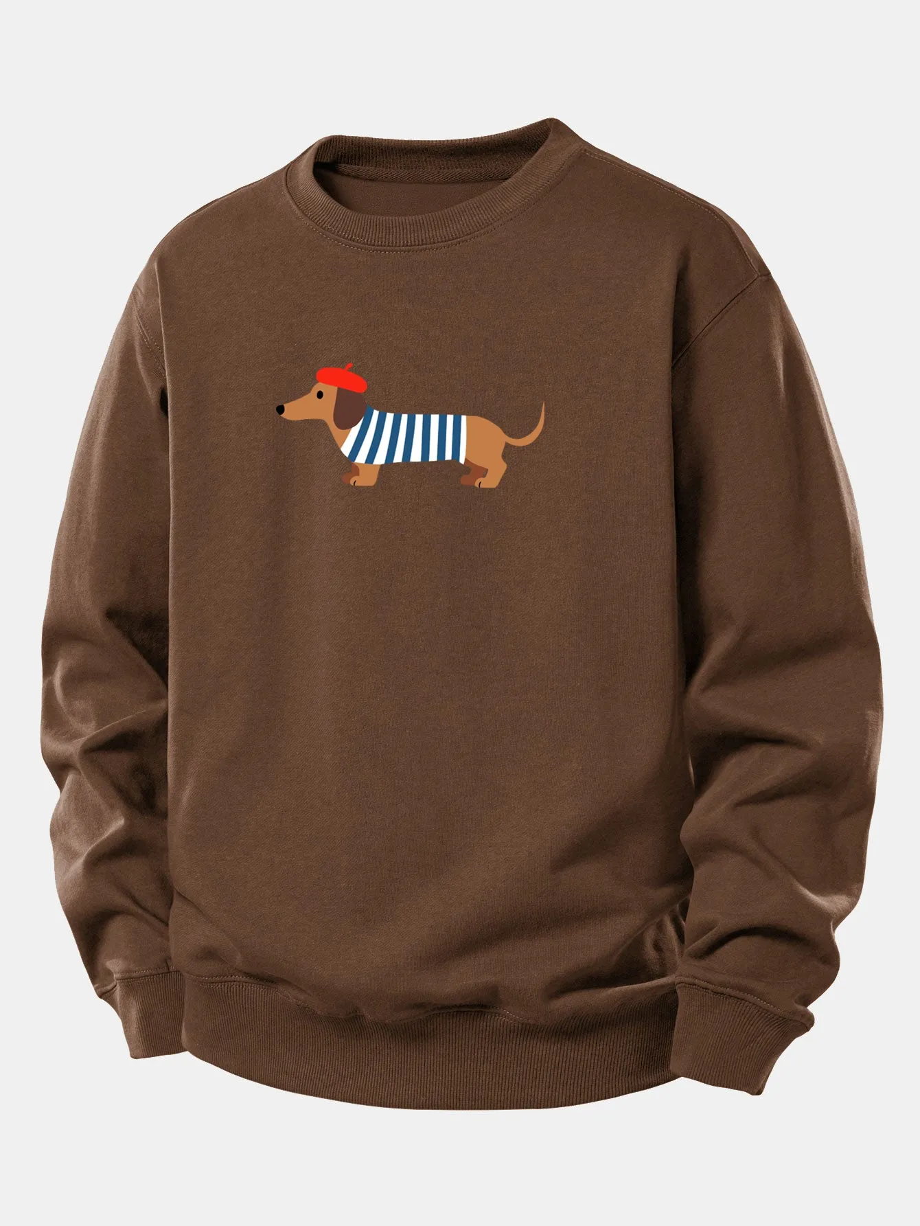 French Dachshund Print Relax Fit Sweatshirt sold by Hoooyi product image thumbnail 5