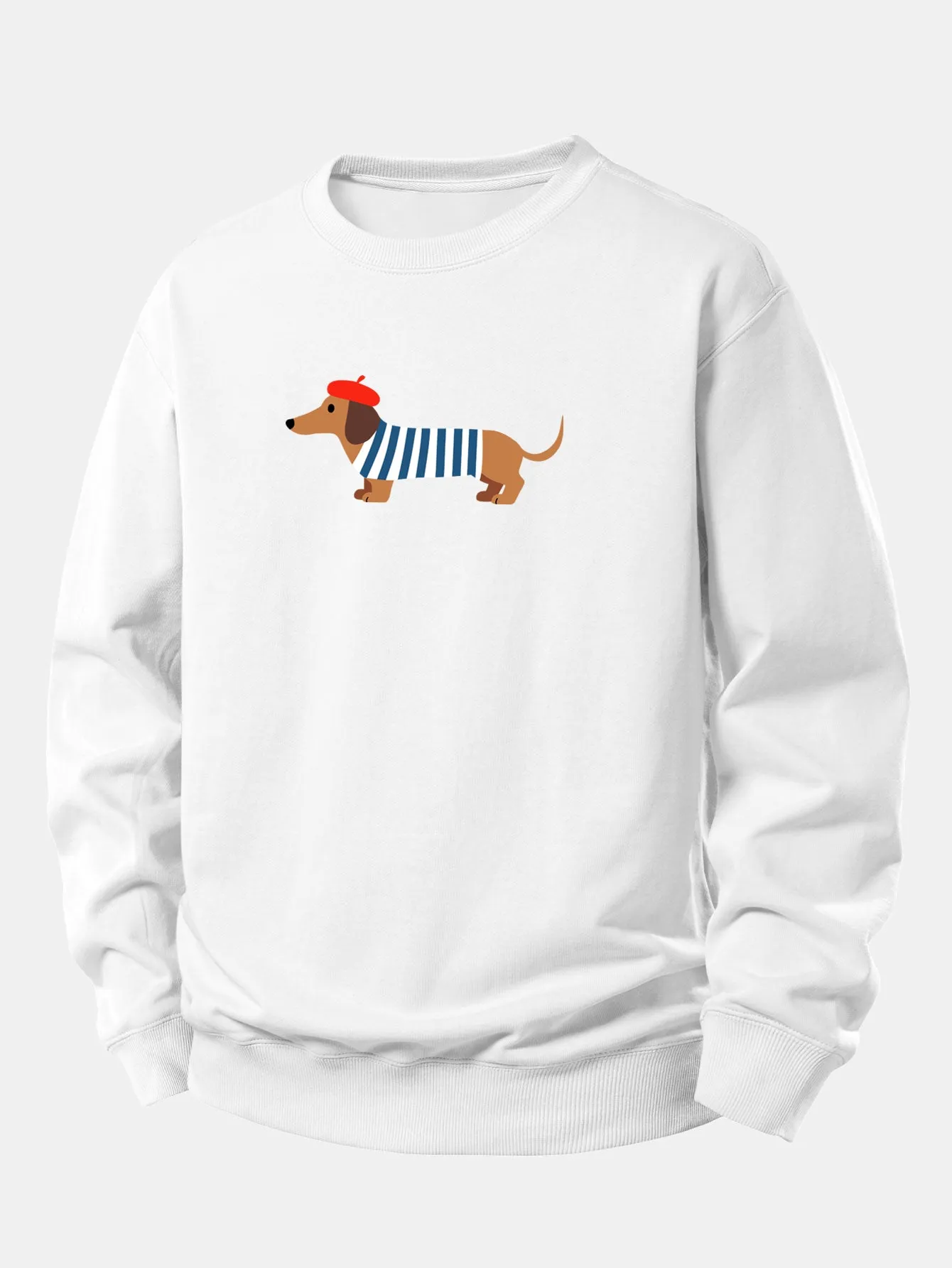French Dachshund Print Relax Fit Sweatshirt sold by Hoooyi product image thumbnail 2