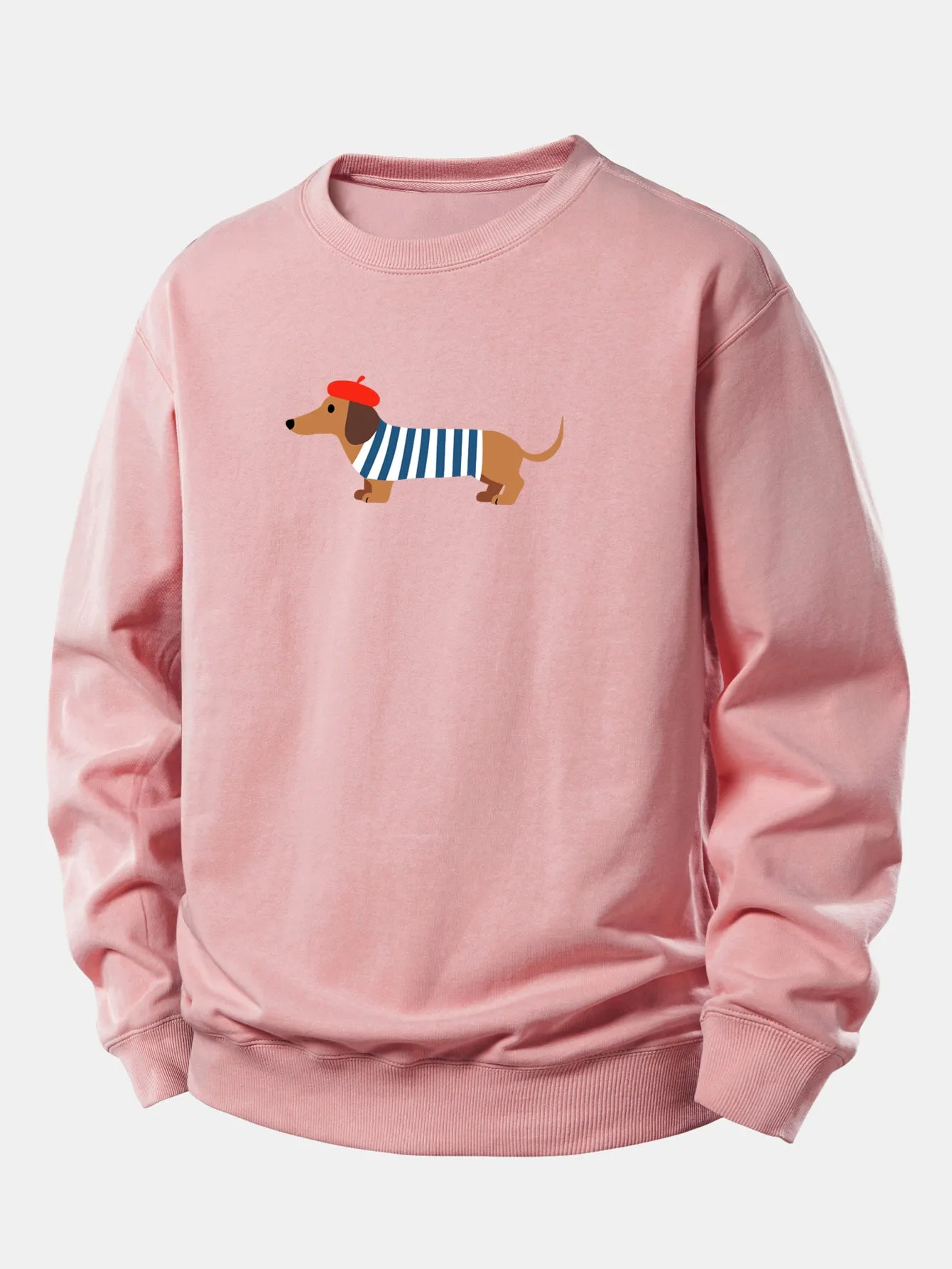 French Dachshund Print Relax Fit Sweatshirt sold by Hoooyi product image thumbnail 4
