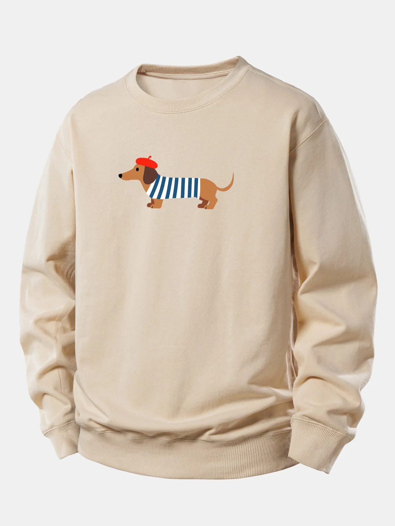 French Dachshund Print Relax Fit Sweatshirt sold by Hoooyi product image thumbnail 3