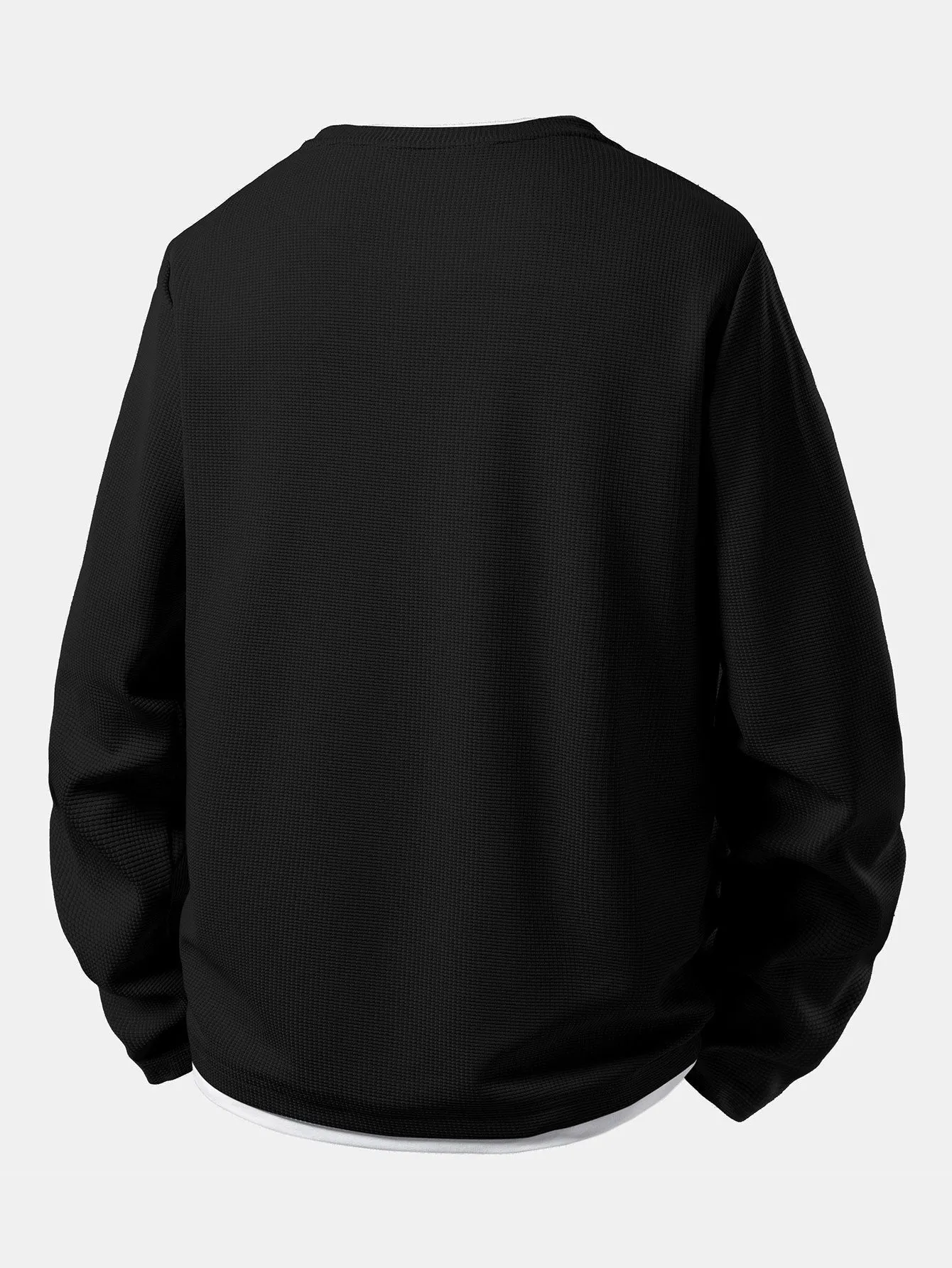 2 In 1 Long Sleeved Crew Neck Waffle T-Shirt sold by Hoooyi product image thumbnail 4
