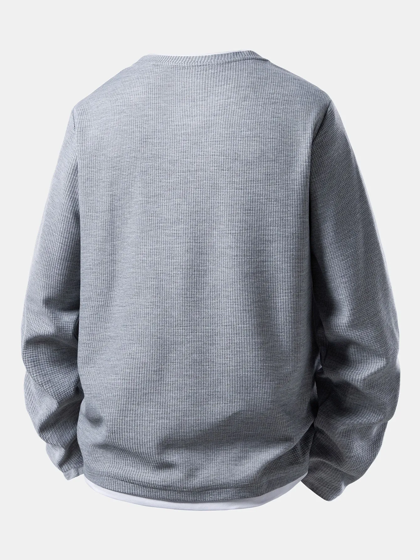 2 In 1 Long Sleeved Crew Neck Waffle T-Shirt sold by Hoooyi product image thumbnail 2