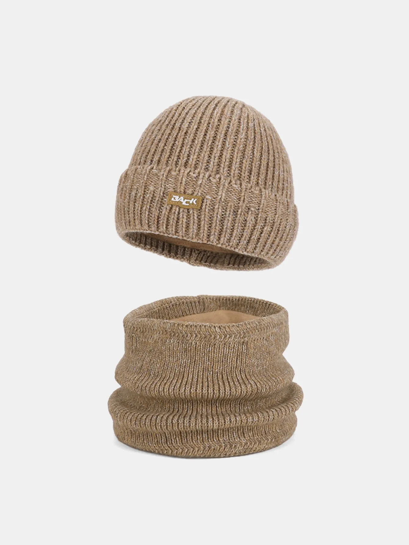 Winter Fleece-Lined Knit Beanie Hat With Warm Scarf sold by Hoooyi product image thumbnail 4