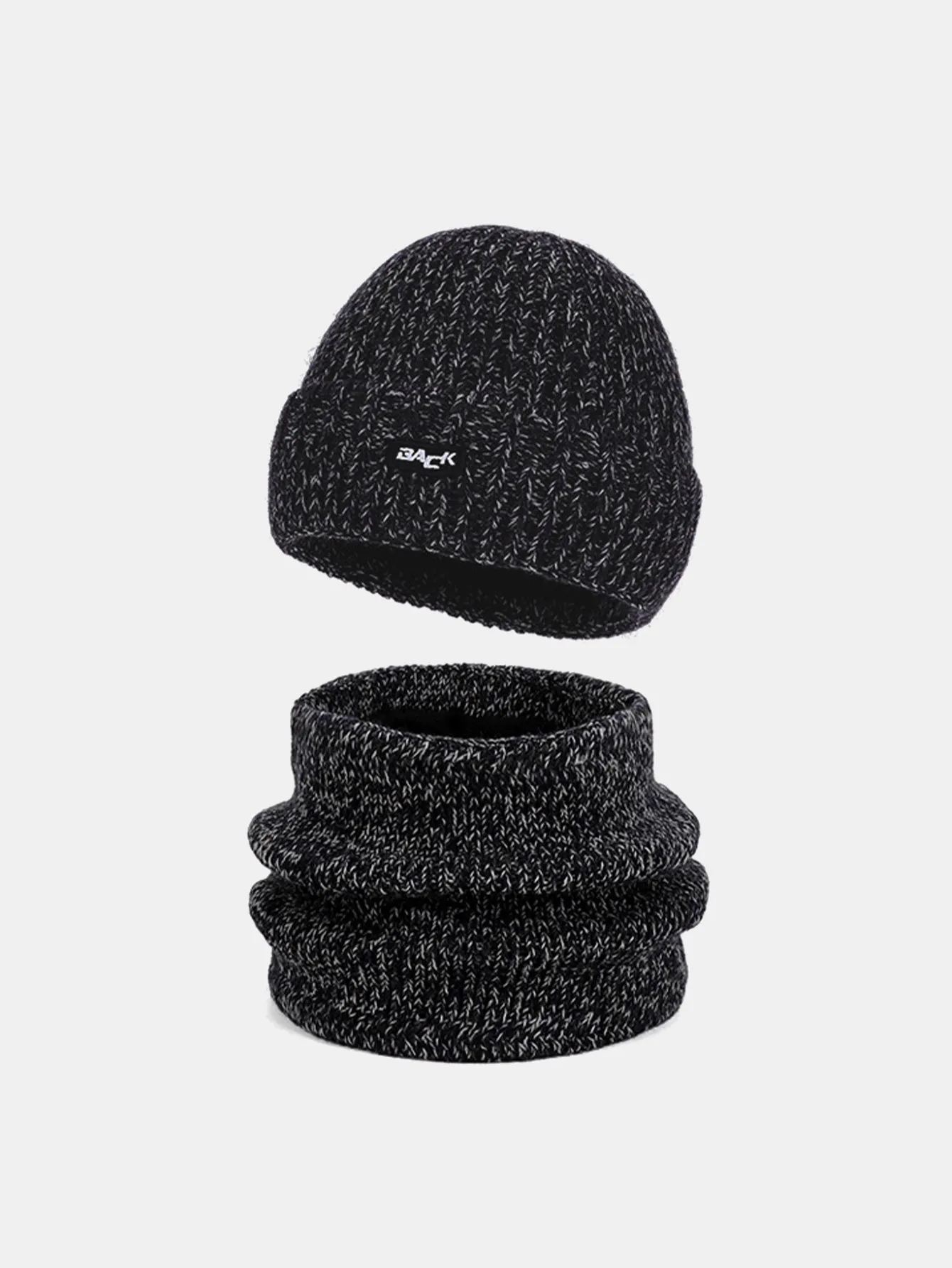 Winter Fleece-Lined Knit Beanie Hat With Warm Scarf sold by Hoooyi