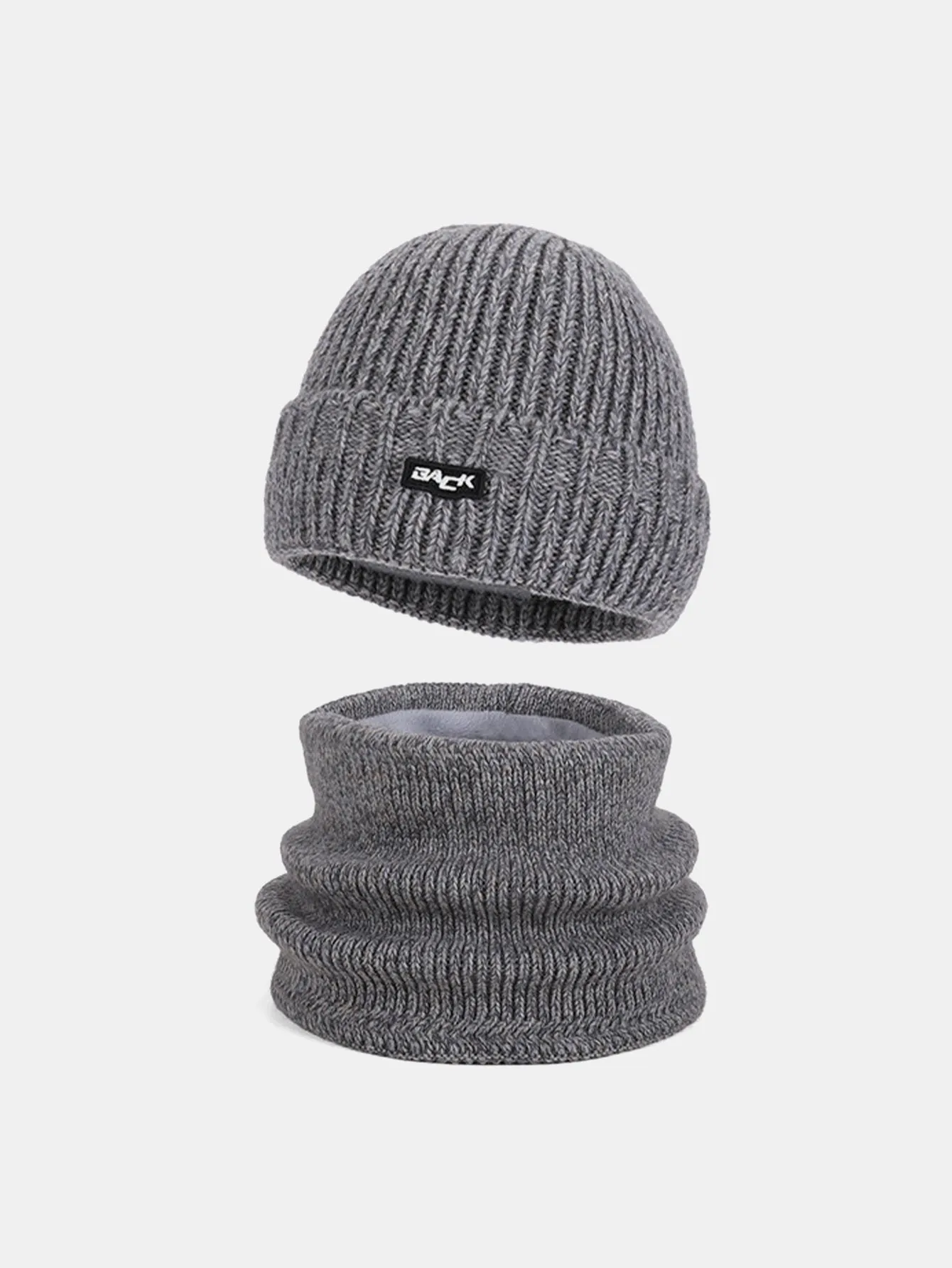 Winter Fleece-Lined Knit Beanie Hat With Warm Scarf sold by Hoooyi product image thumbnail 3