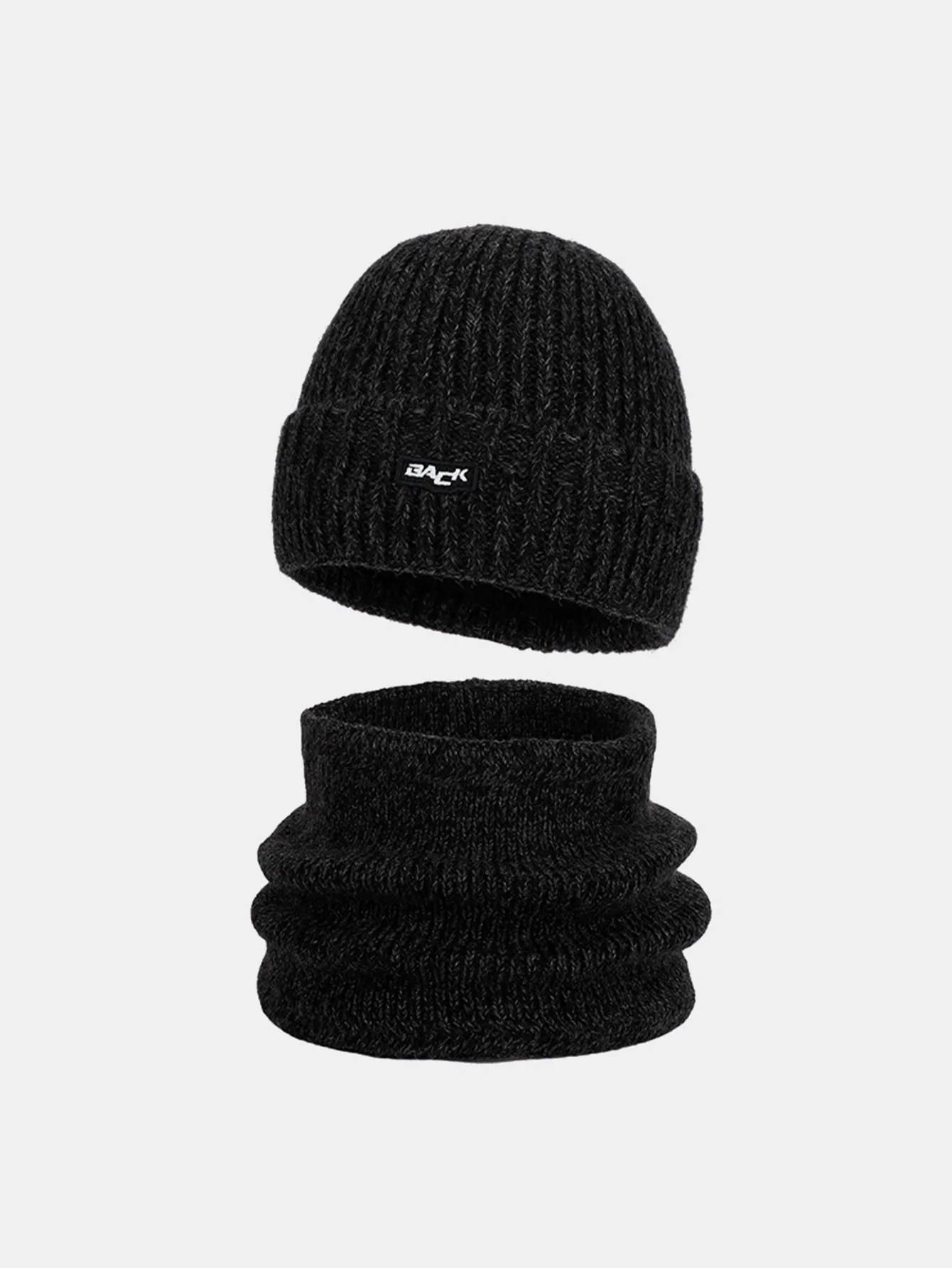 Winter Fleece-Lined Knit Beanie Hat With Warm Scarf sold by Hoooyi product image thumbnail 2