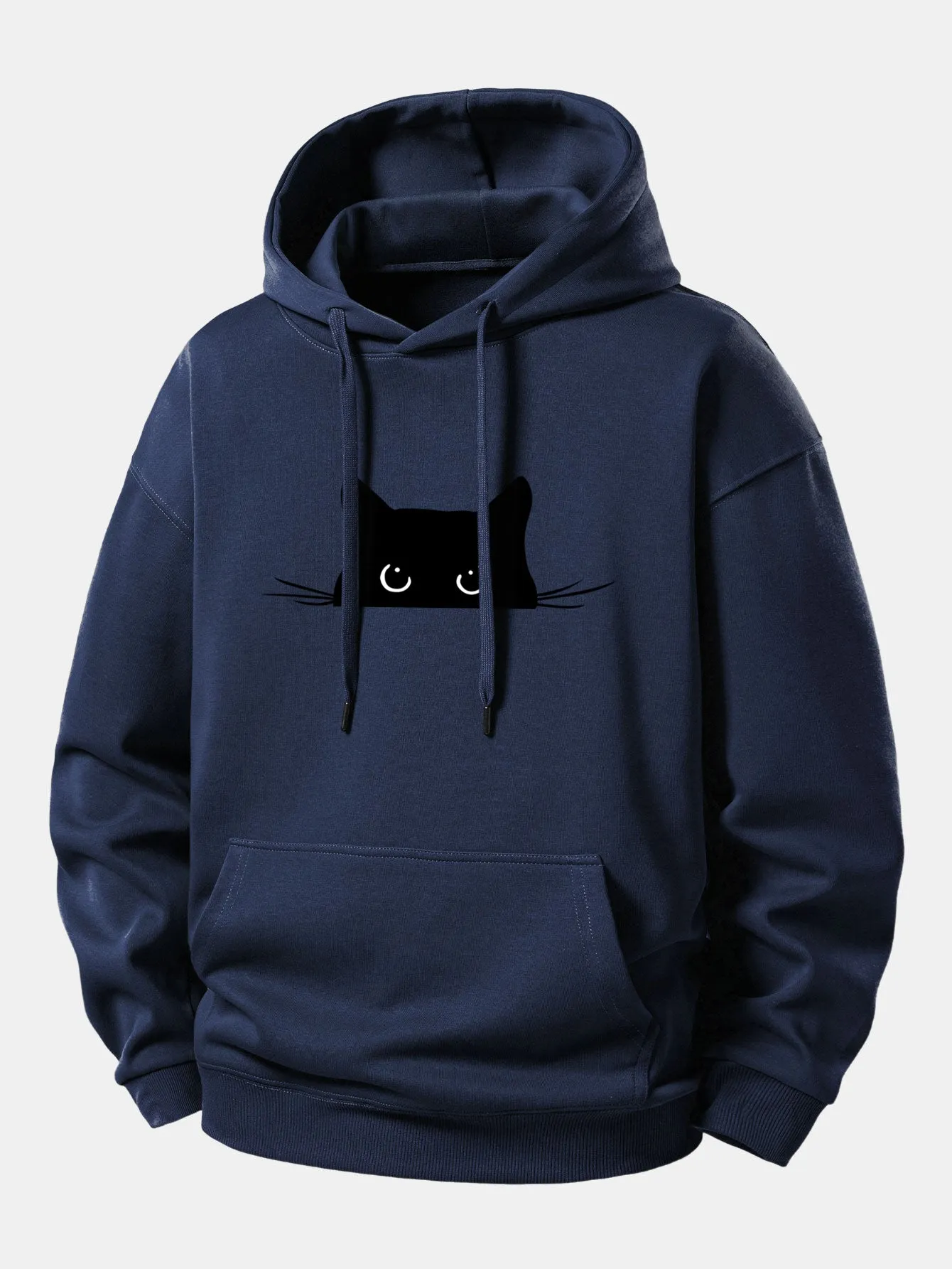 Black Cat Print Relax Fit Hoodie sold by Hoooyi